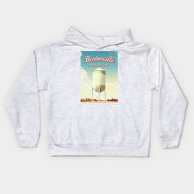 Bentonville, Arkansas travel poster Kids Hoodie by nickemporium1